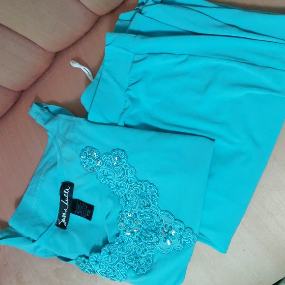 Teal 2-pc tank & pants set - Picture 8 of 8